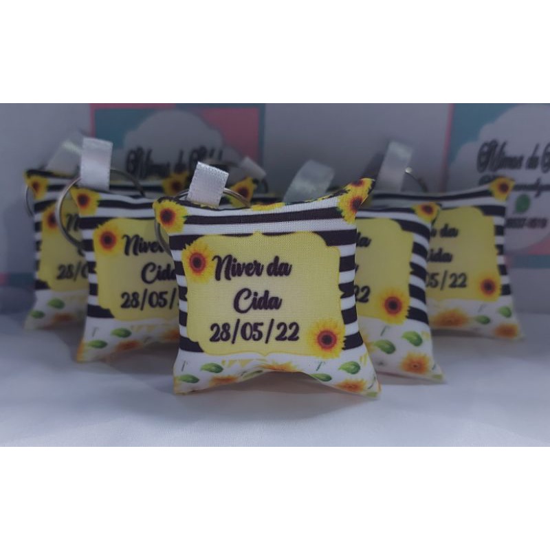 Kit 60 Lembrancinhas Aniversario Girasol  Chaveiros Personalizados | Almochaveiros  5x5
