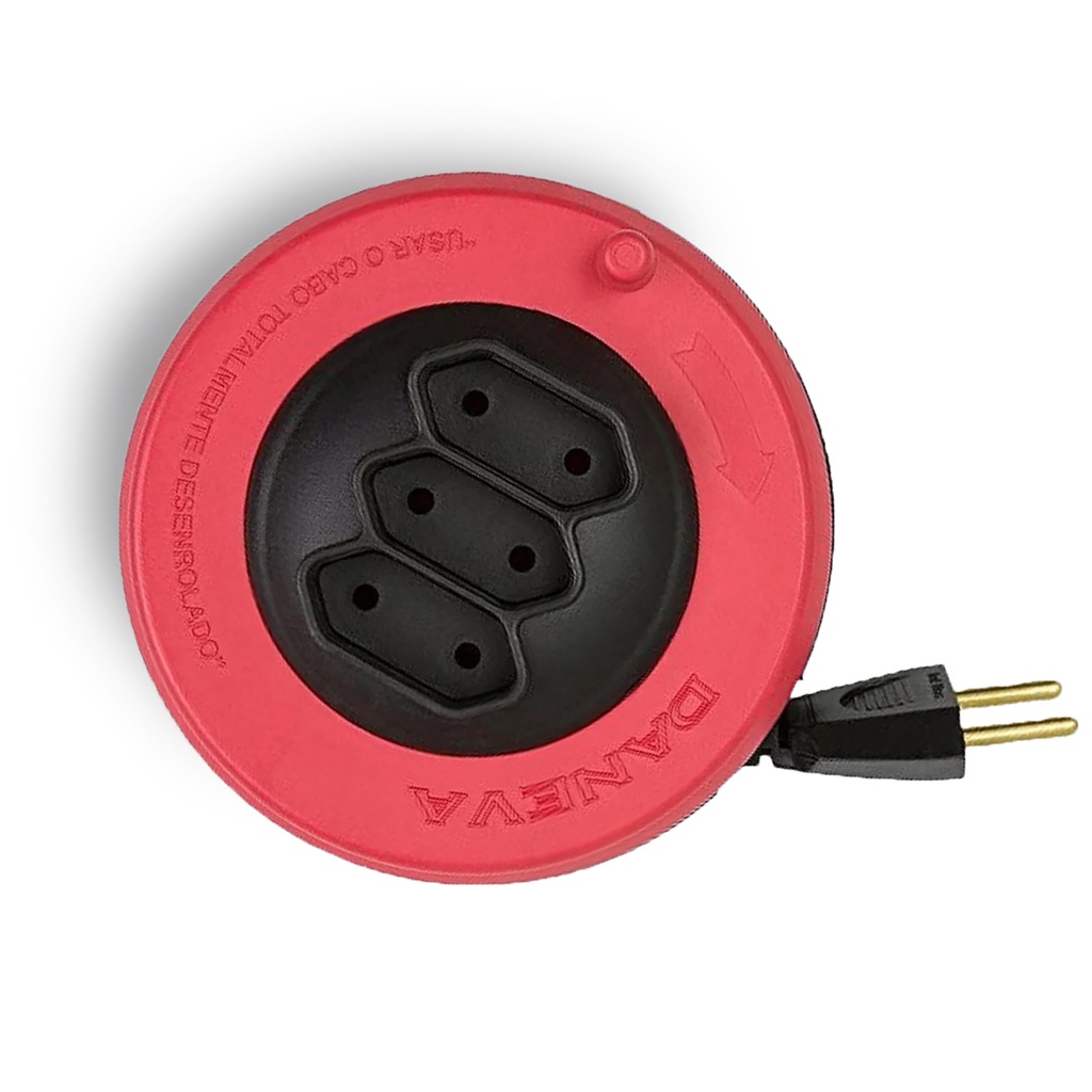 Extensao de Tomada Pop Spin 3m Preto com Vermelho em Oferta na Shopee