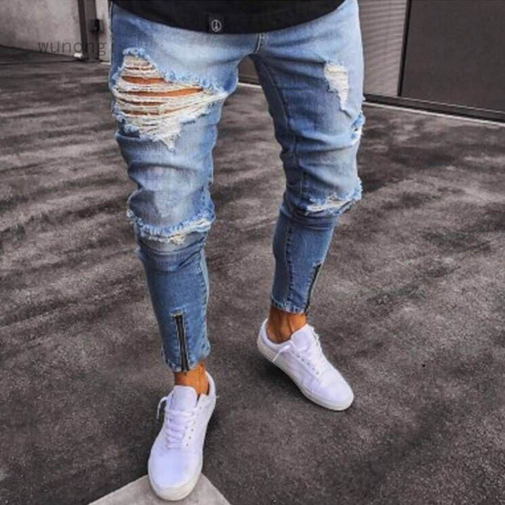 calça jeans rasgado masculino