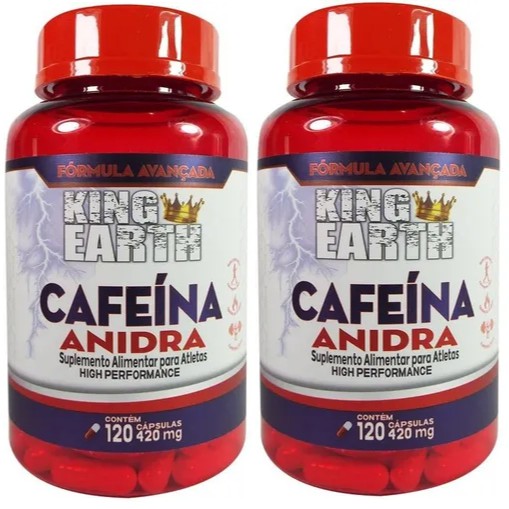 Kit 2 Cafeína Anidra 420mg 240 Cápsulas - king Earth