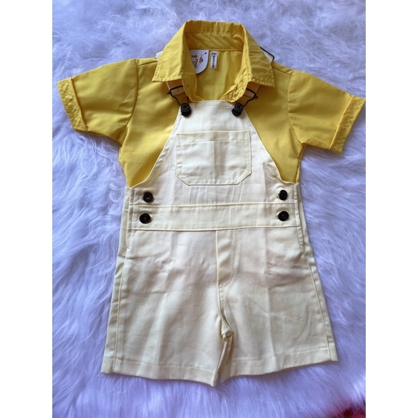 Conjunto de Jardineira com Blusa Camisa Infantil Masculino Masculina