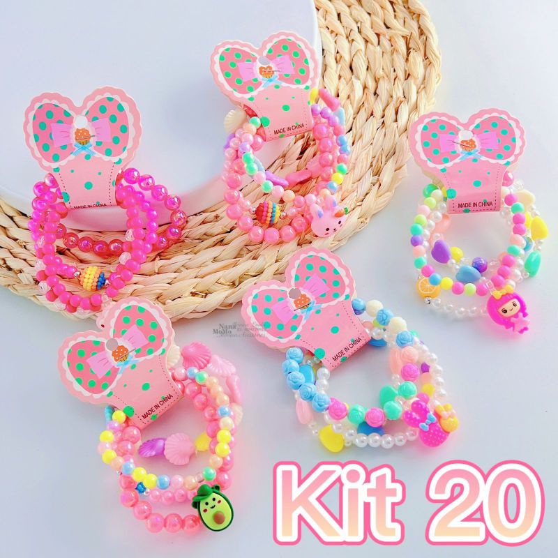 Kit 20 pulseiras para Crianças /Conjunto Infantil Frutas Coloridos em Oferta na Shopee