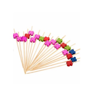 Palito em Bambu p/ petiscos com Trevos coloridos - 20 un  - Silver Festas em Oferta na Shopee