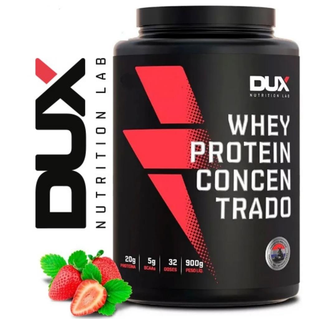 Whey Protein Sabor Morango Concentrado Pote 900g Dux Nutrition Shopee Brasil 8899