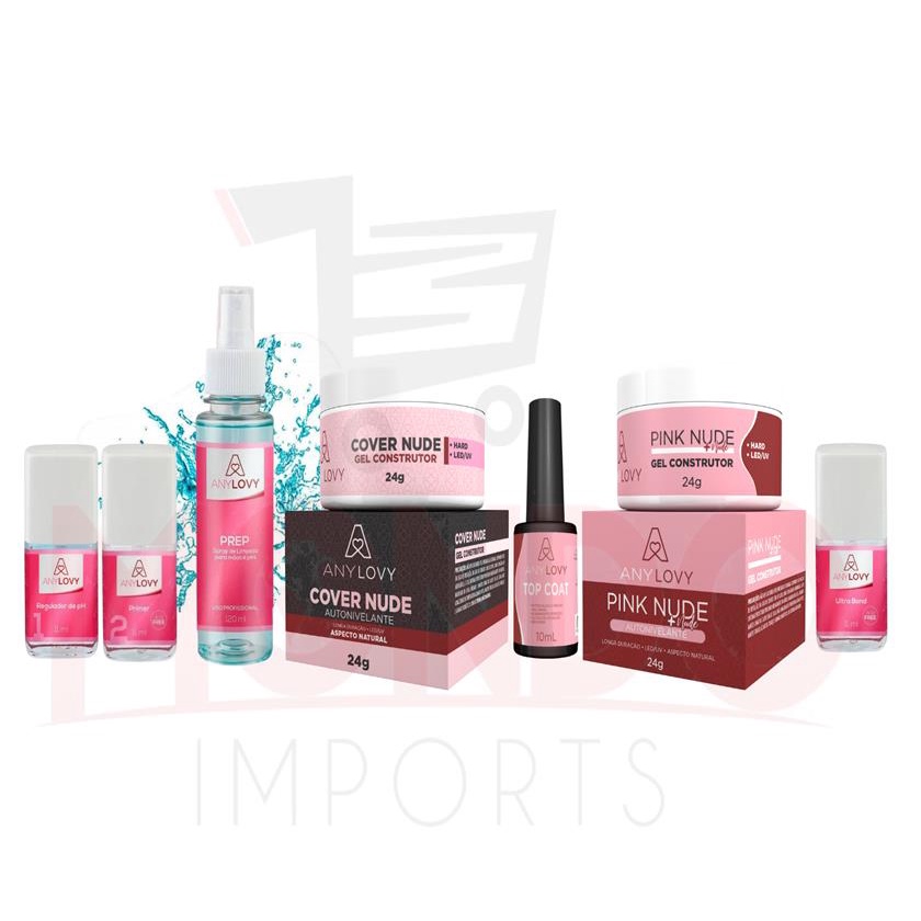 Kit Alongamento De Unhas Anylovy Gel Pink Nude Cover Primer Manicure
