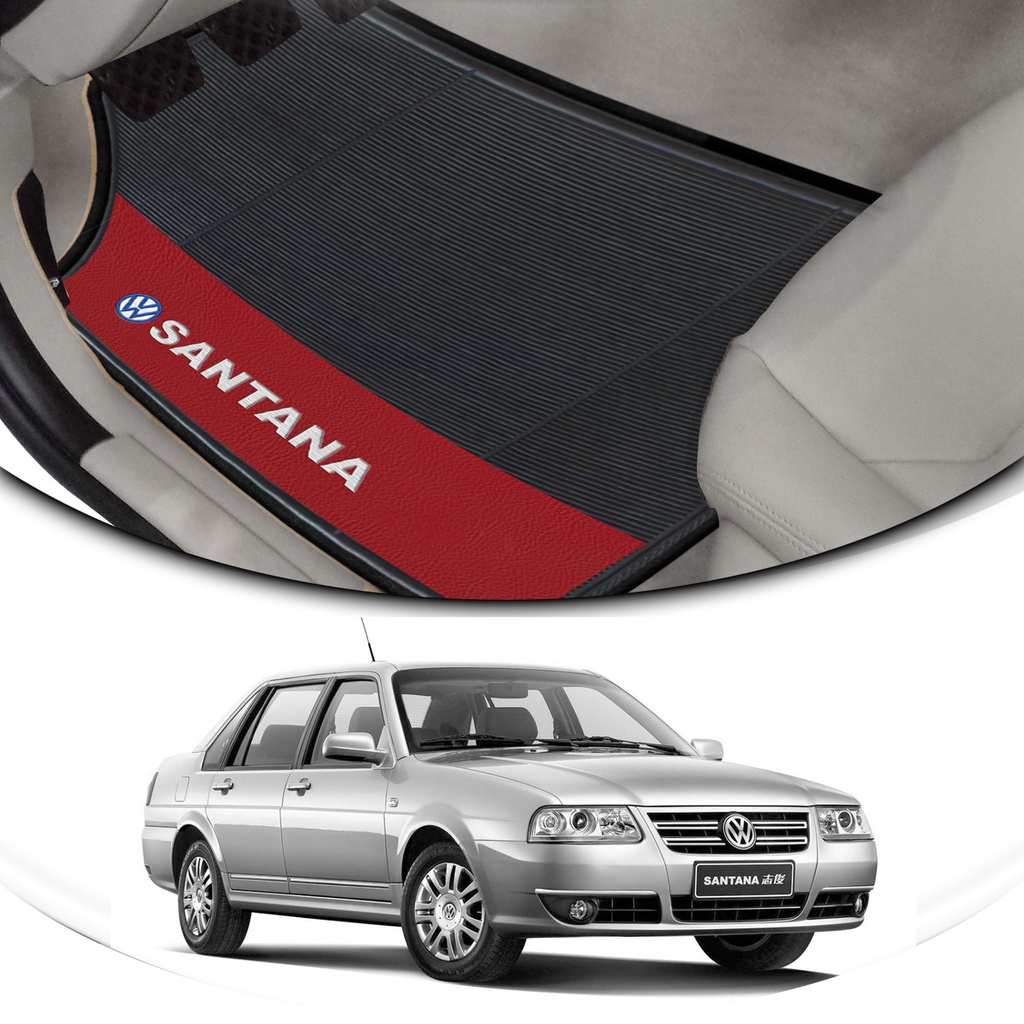 Kit 4 Tapetes De Carro Santana Sedan e Quantum 1983 Ao 2006 Bordado Em Couro Grosso