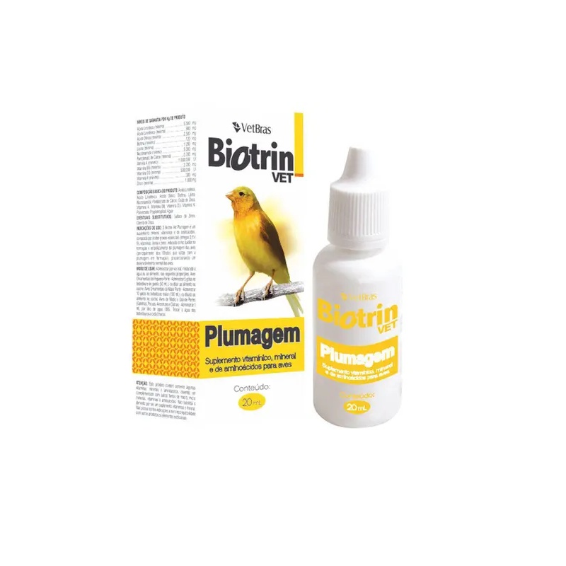 Suplemento Vitaminico Biotrin Plumagem 20ml Vetbras