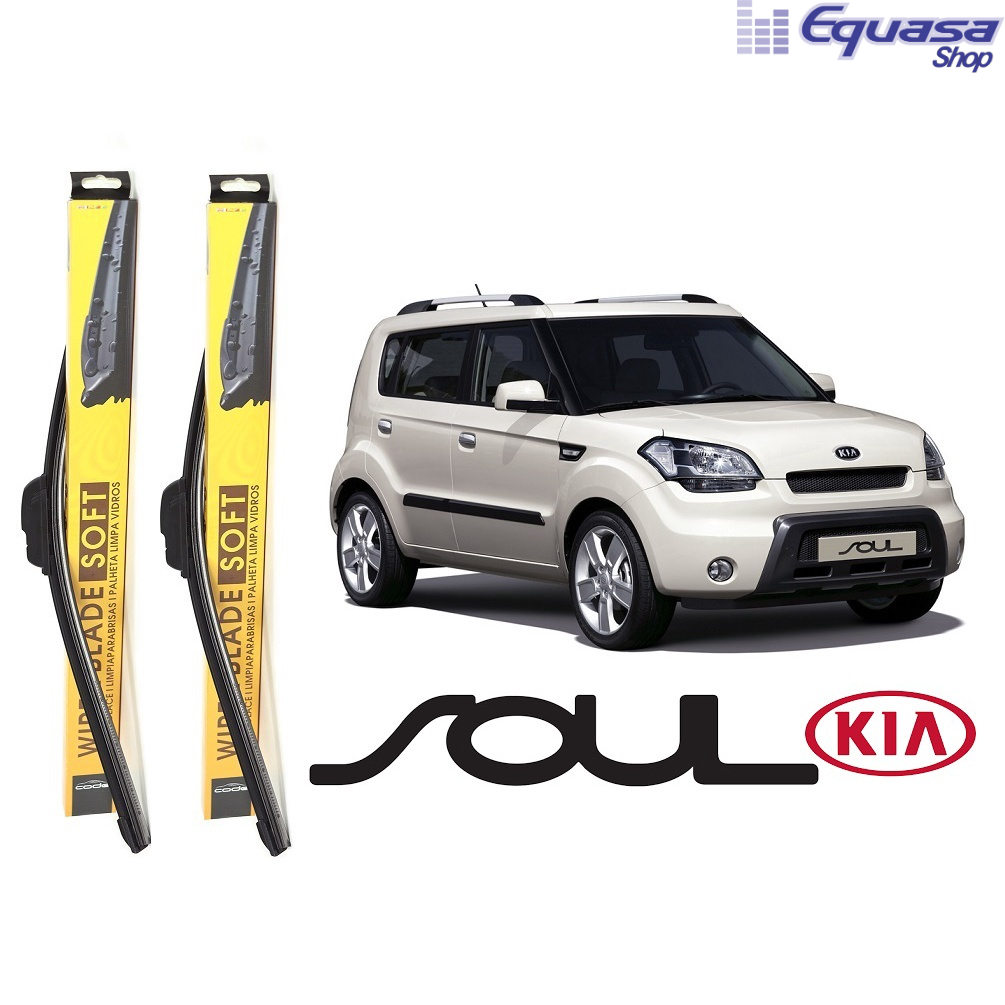 Kit Par 2 Palhetas para Limpador de Parabrisa Dianteiro para Kia Soul 2009 2010 2011 2012 2013 2014 2015 2016 2017 2018