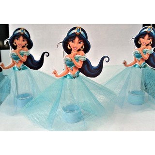 20 Tubetes Personalizados Princesa Jasmine 3d Com Saia De Tule em Oferta na Shopee
