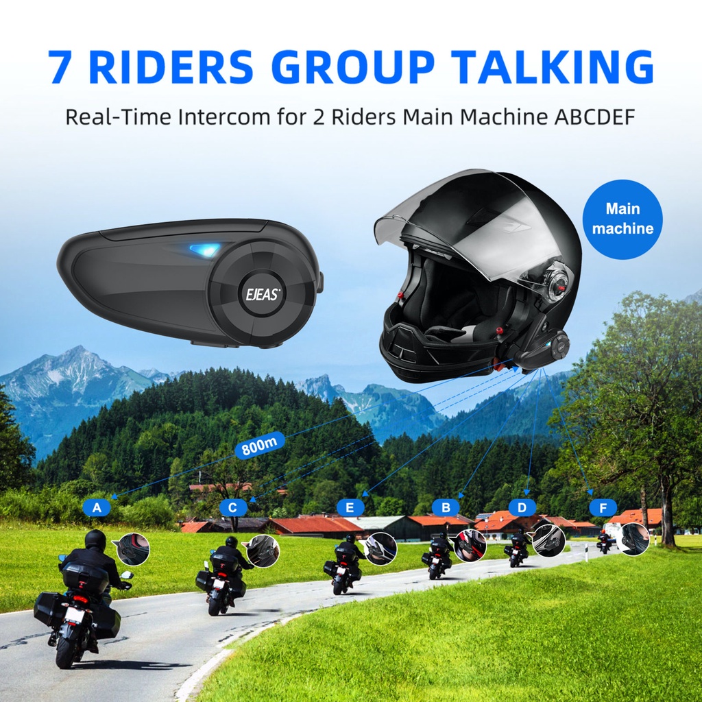 EJEAS Q7 Capacete De Motocicleta Bluetooth Intercomunicador Fone De Ouvido 5.1 Impermeável , 2 Piloto Fala Ao Mesmo Tempo 1 Pacote Para Shoei AGV KYT Yamaha Honda Forza 250 - Motorcycles