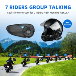 EJEAS Q7 Capacete De Motocicleta Bluetooth Intercomunicador Fone De Ouvido 5.1 Impermeável , 2 Piloto Fala Ao Mesmo Tempo 1 Pacote Para Shoei AGV KYT Yamaha Honda Forza 250