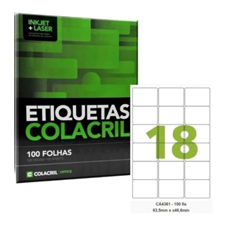 Etiqueta Adesiva  CA4361 Colacril 63,5X46,6mm pacote 100 folhas em Oferta na Shopee