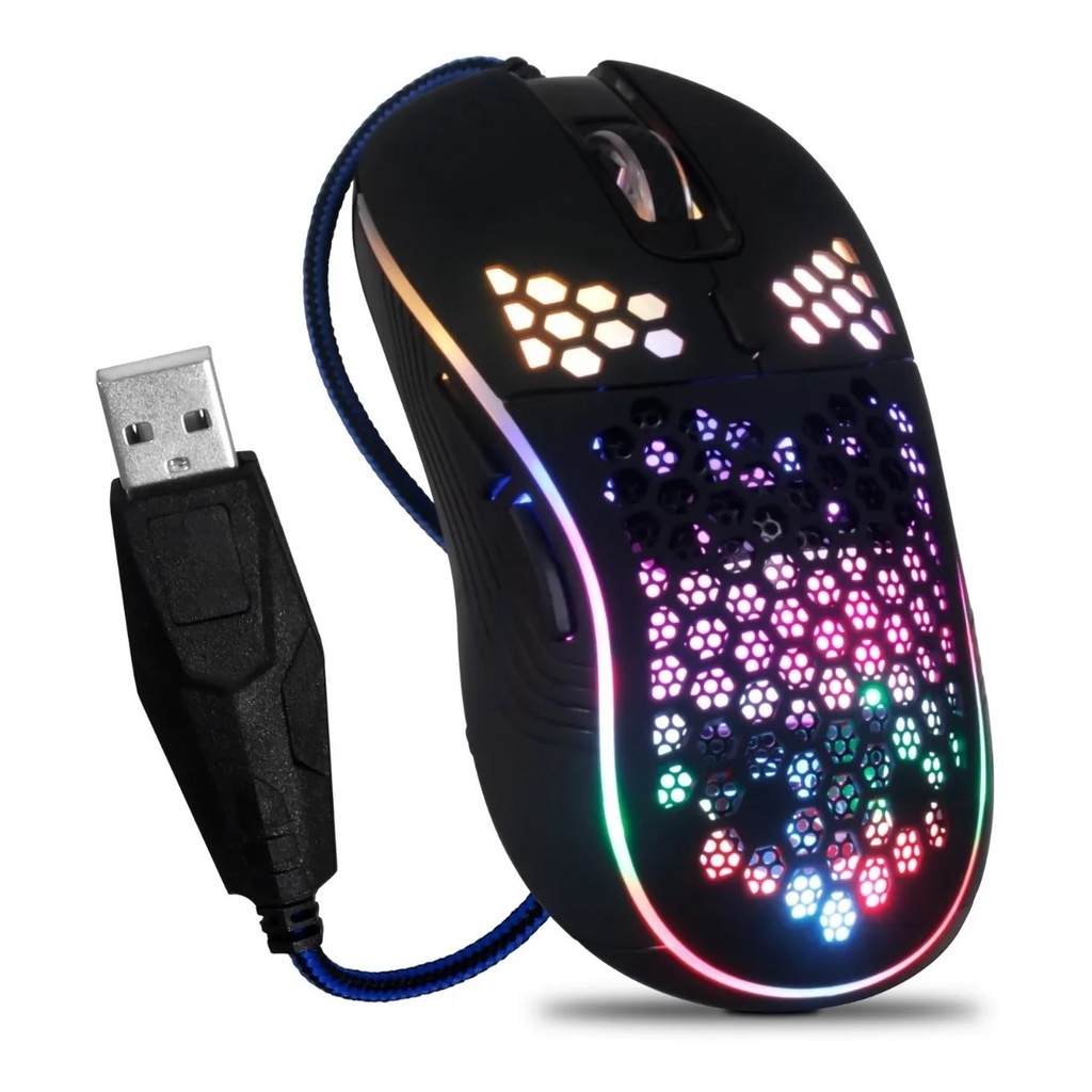 Mouse Gamer Para Jogos Led Rgb Notebook 6000dpi Ubs 3.0 Pc Celular