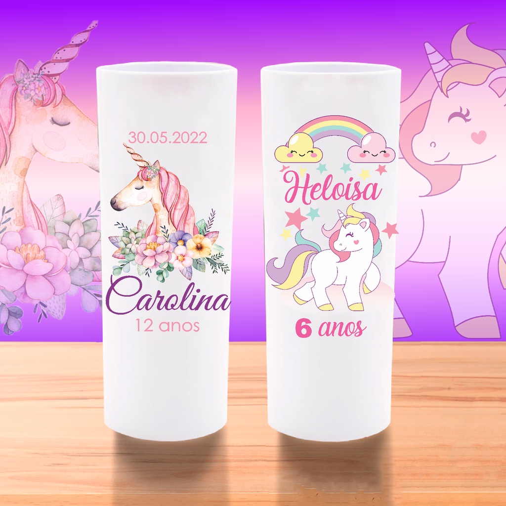 30 Copos Personalizados UNICORNIO Aniversario Long Drink Unicornio Festa Infantil Menina Kit Festa Só um bolinho Lembrancinha