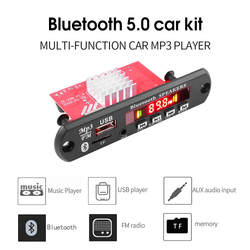 2x60 W Bluetooth 5.0 Tela Colorida Placa MP3 Player Com Amplificador Do Carro Apoio TF USB FM WAM Gravação Chamando