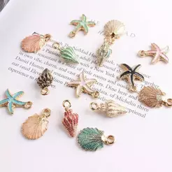 13pcs Pingentes De Liga Metálica / Acessórios De Joias / Estrela Do Mar / Concha De Pérola