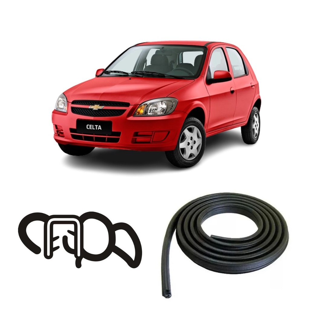 Borracha De Porta Dianteira Preta Estriada Gm Celta em Oferta na Shopee