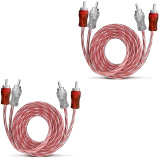 Kit Par Cabos Rca 1 Metro Blindado Banhado Ouro 1m Vermelho