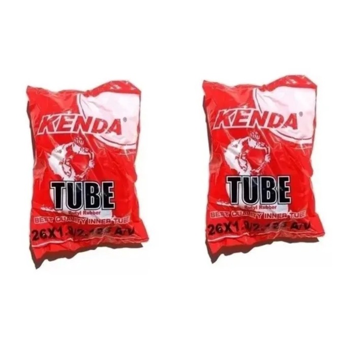 2 Câmaras de Ar Kenda Bike Aro 26 Válvula Americana (Bico Grosso) Pneu Medida 1.75 Até 2.125
