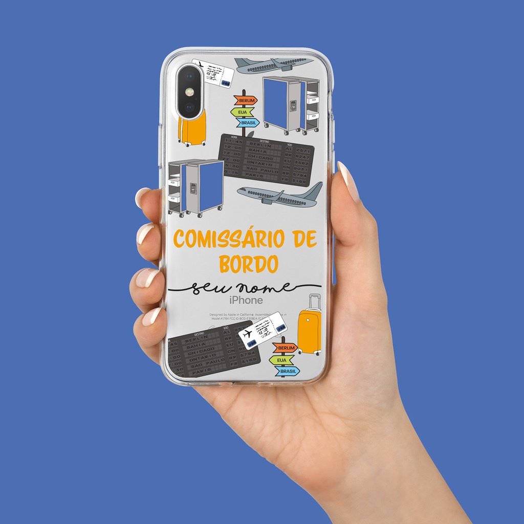 Capa Capinha de Celular Personalizada com sua Profissão - Comissário de Bordo