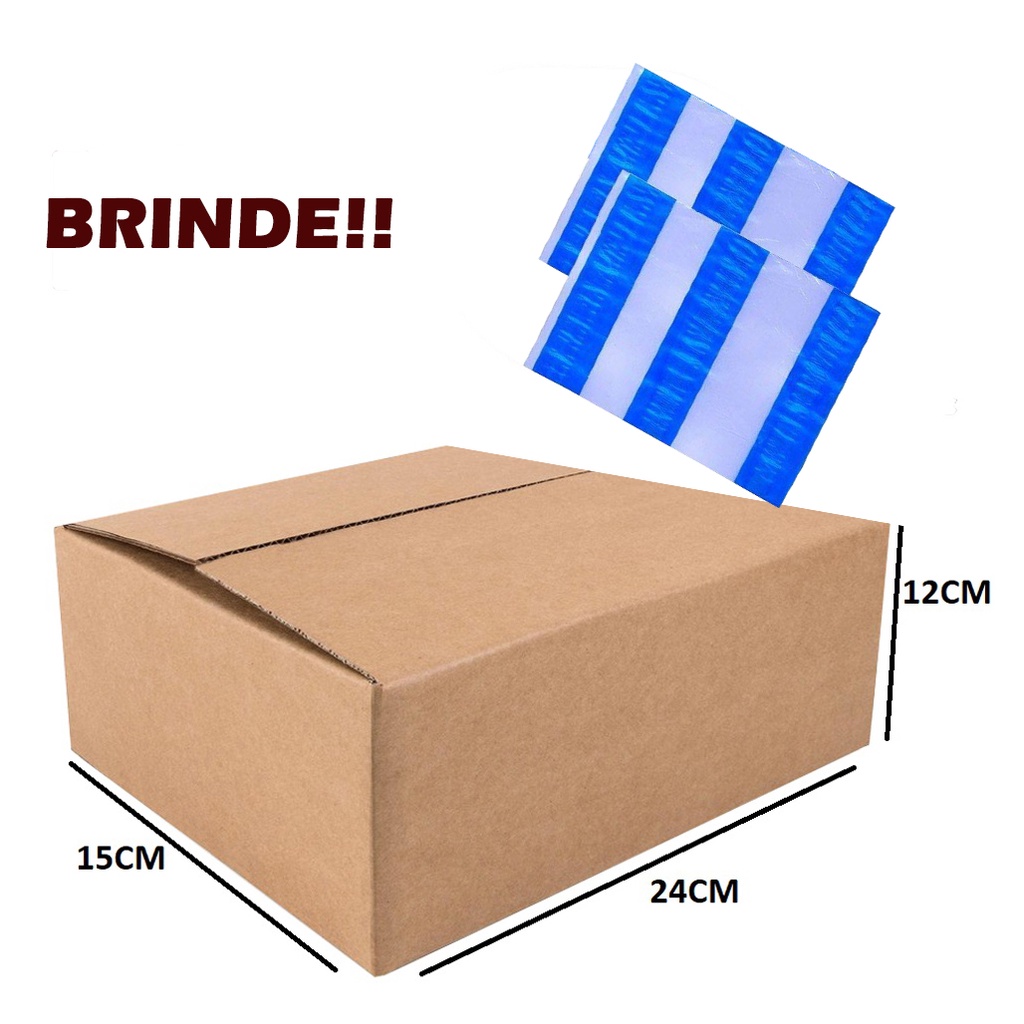 10 Caixas de Papelão 24 X 15 X 11 + Brinde 10 Awb Envelope Canguru Envio Correios Sedex Pac E-commerce