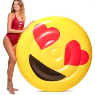 Bóia inflável emoji com olhos de coração