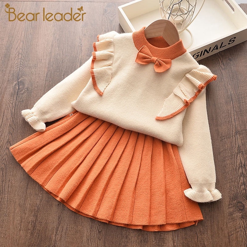 Líder Urso Conjuntos Roupa Das Crianças Novas Da Moda Meninas Bowtie Ternos Ruffles Top E ...