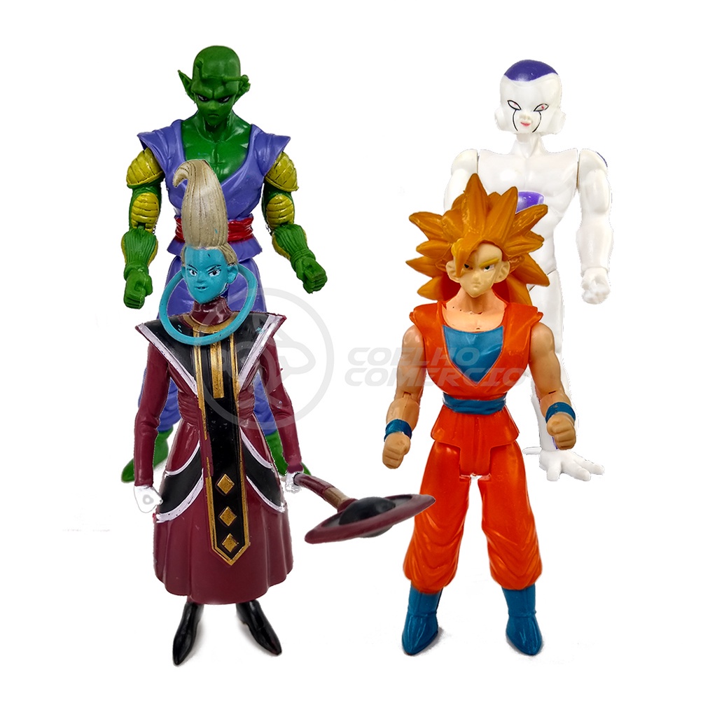 Boneco Action Figure Miniatura Goku SSJ Freeza Piccolo Anjo Whis Colecionável DragonBall Super 15cm 16