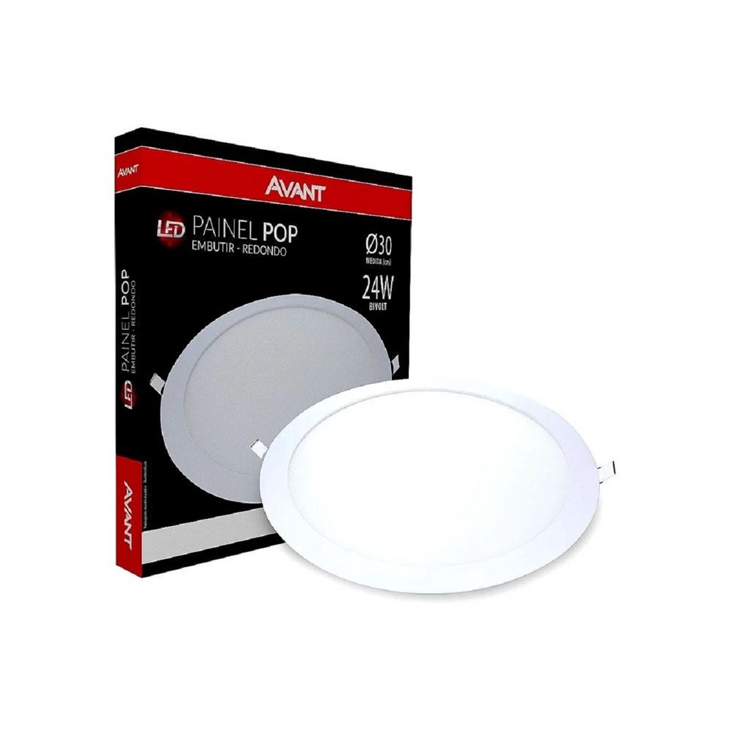 Painel Led Pop Embutir Redondo 24W Branco Frio 6500K Avant