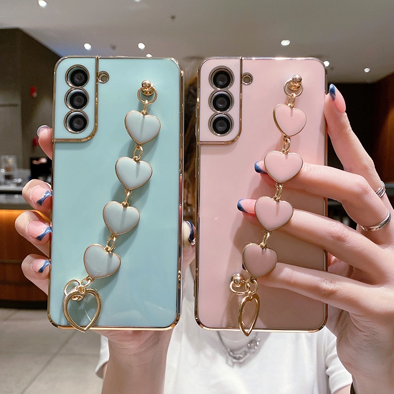 Capinha Samsung Galaxy A73 A53 A33 A13 A23 A12 A10 A11 M11 A22 A50 A50S A30S Capa De silicone Macia Com Pulseira De Amor Para Menina original Novo design