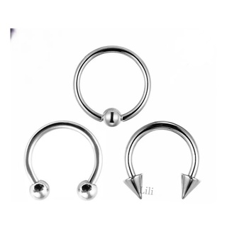 Kit 3 piercings: - Ferradura - Spike - Captive 8/10mm Aço Cirugico Antialegico