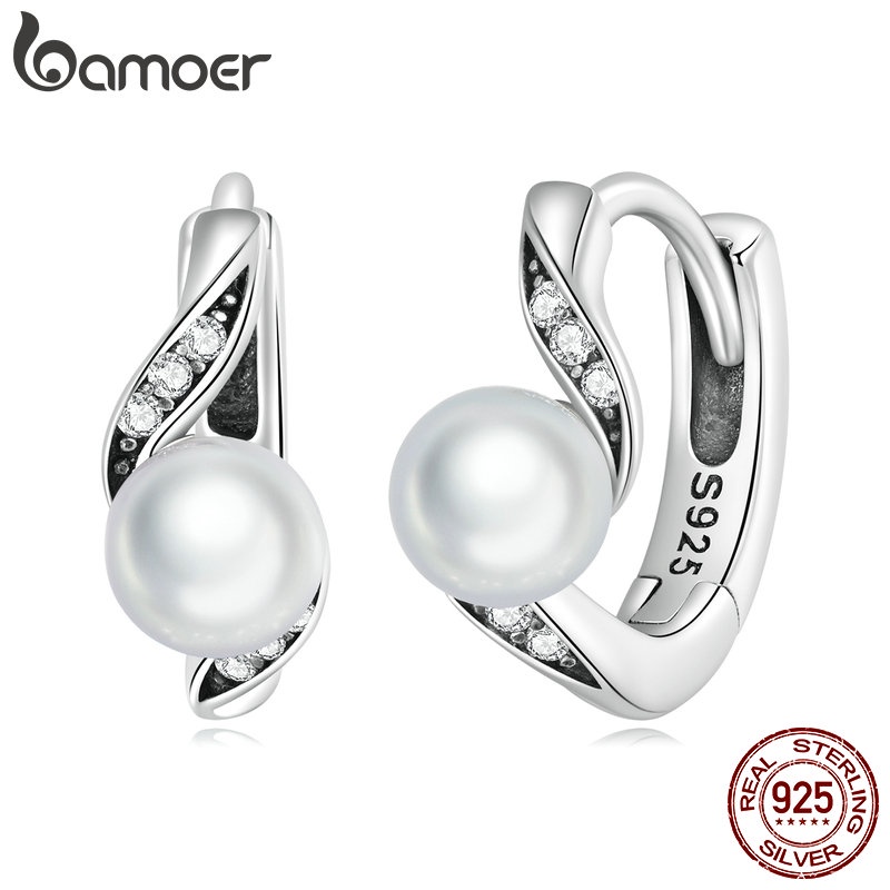 Bamoer 925 Brinco De Prata Com Concha Clipes De Orelha Fashion Joalheria Presente Para Meninas