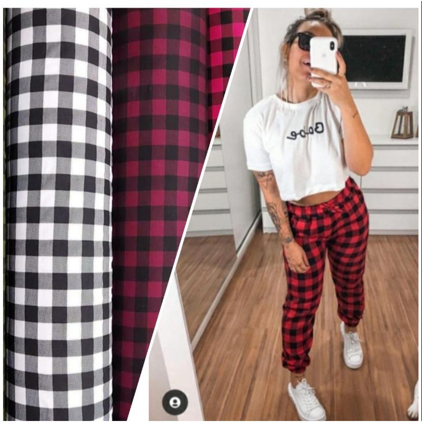 Calça Feminina Jogger Xadrez Quadriculada Lisas Cmuflada Exercito Calça 2 Com Bolsos Moda Casual Bengali Com Elastano