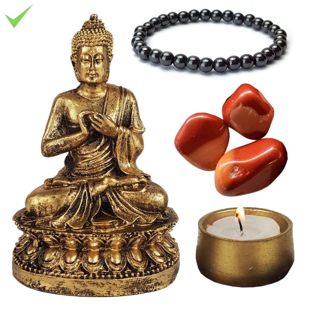 Imagem Estatua Buda Hindu 15Cm Zen Pedra Jaspe Pulseira Porta Vela