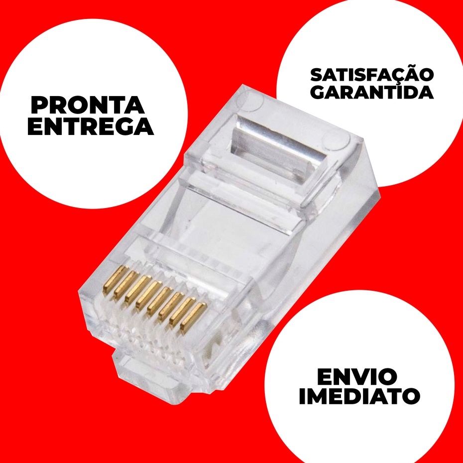 Conector Rj45 Plug Cat5 Cabo de Rede Internet 8x8 Kit 50 Peças | Shopee ...