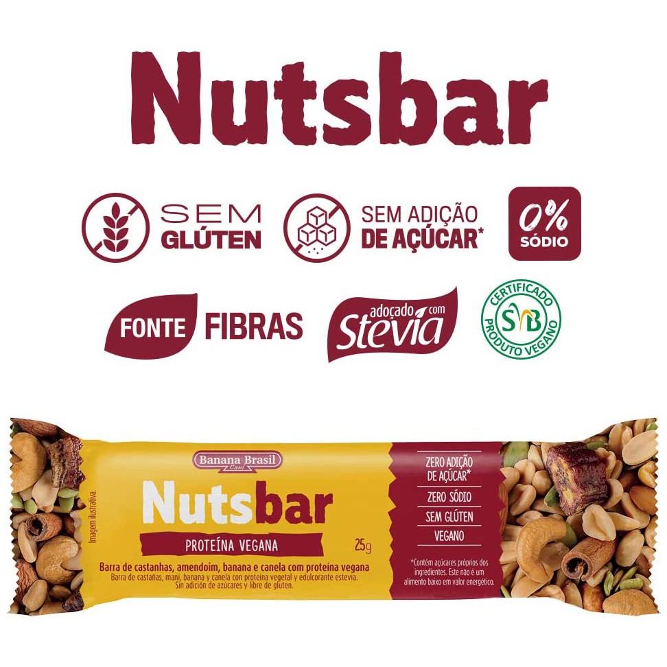 Barra De Castanhas E Proteína Vegana Nutsbar | 1 Unidade De 25g ...