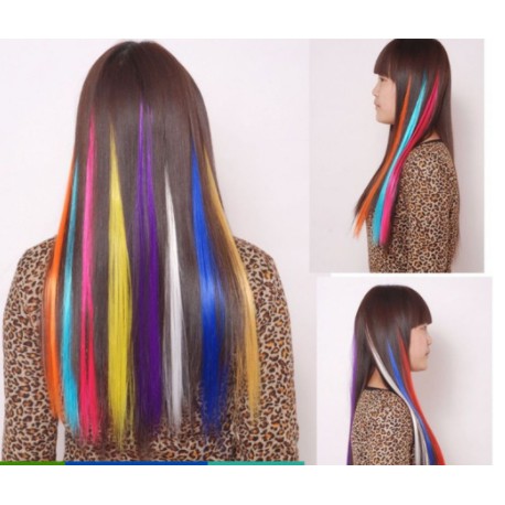 Mecha Colorida 50cm Tic Tac Aplique Cabelo colorido