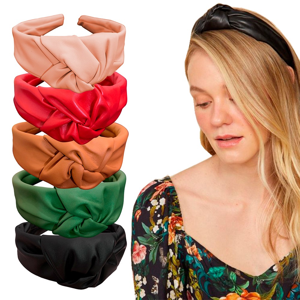 Tiara Nó Turbante em tecido Couro Courinho Sintético Shopee Brasil