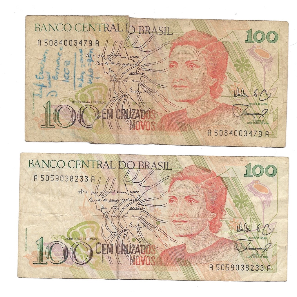 Nota Cédula 100 Cruzados Novos Cecília Meireles Sem Carimbo