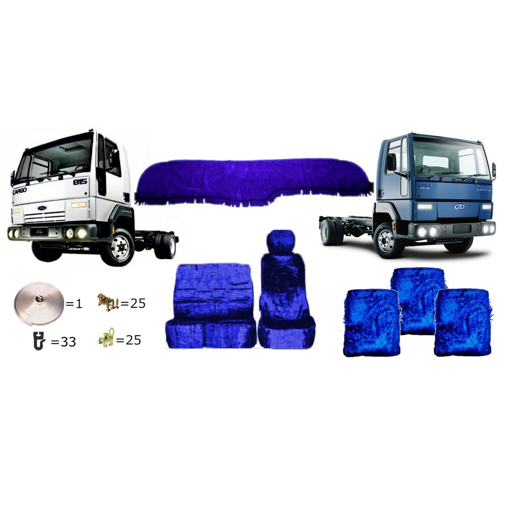 Capa para Bancos, Capa Painel e jogo de Cortinas em Pelúcia com Kit Instalação Ford Cargo 815
