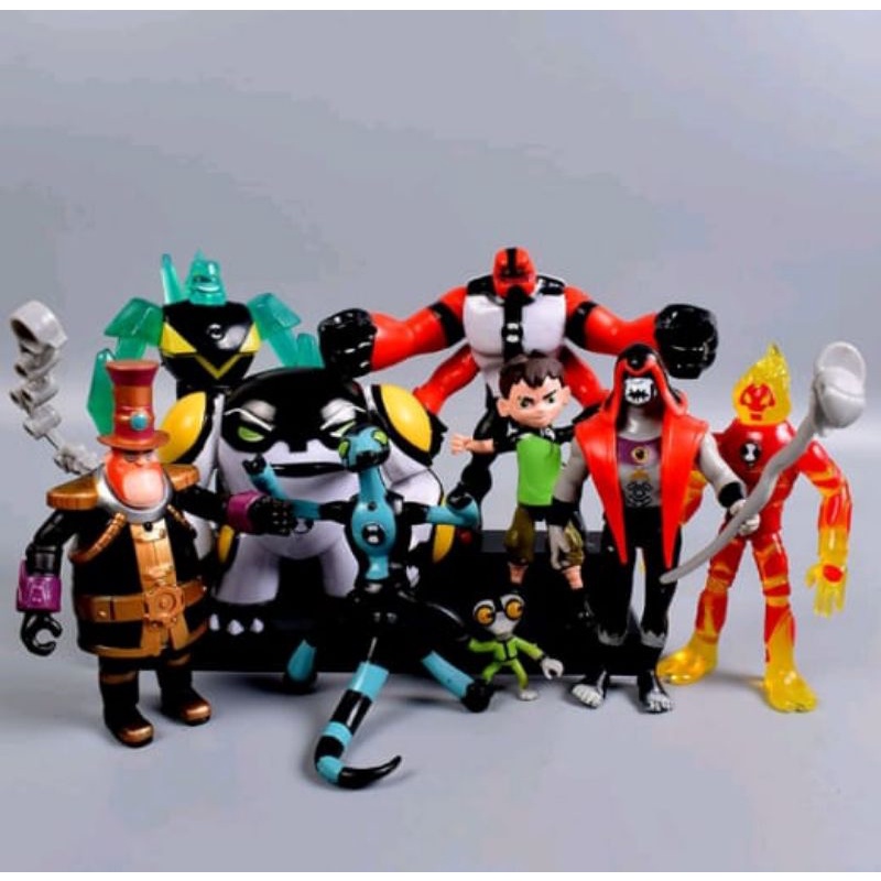 Boneco Ben 10 Personagens Infantis colecionáveis chama/4braços/vilgax/Ben10/massa cinzenta Divertido Bonecos Aliens
