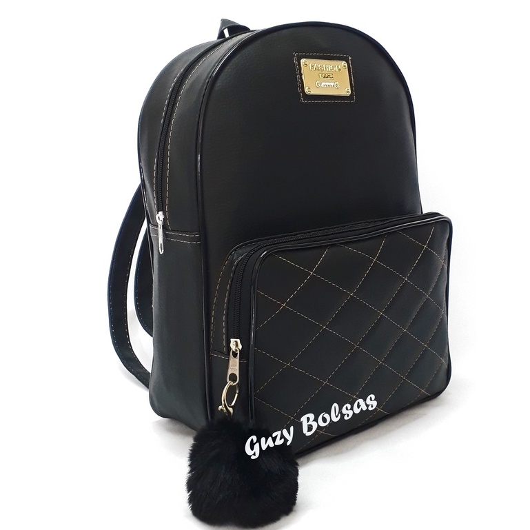 Mochila juvenil bolsa de turismo reforçada feminina PROMOÇÃO + POMPOM OPCIONAL