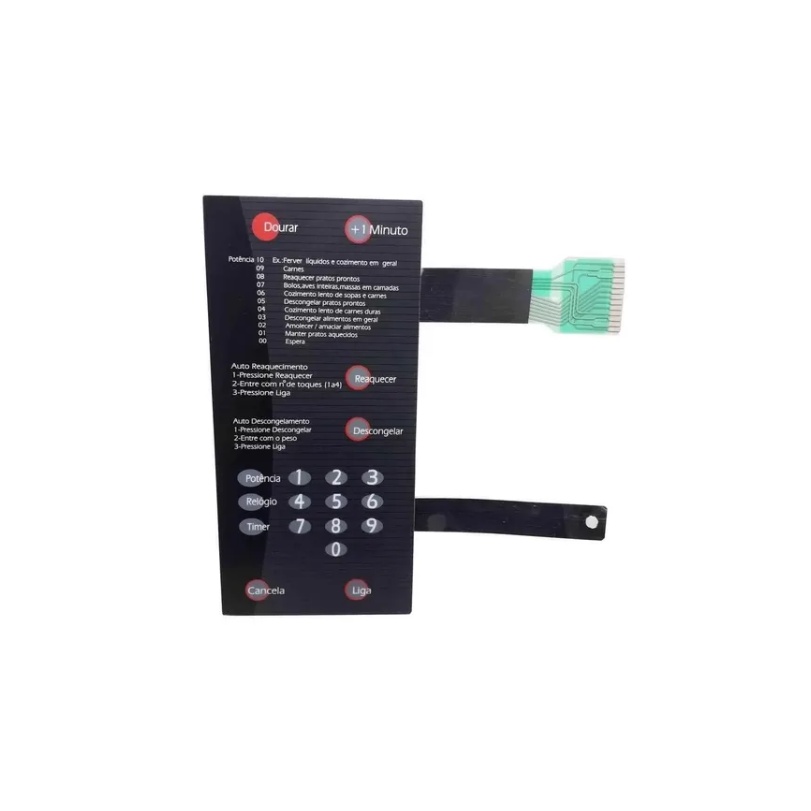 Membrana Teclado de microondas Brastemp Bmp31 Bmp 31 Com Dourar Preta Medida 9,7cmX9,4cm
