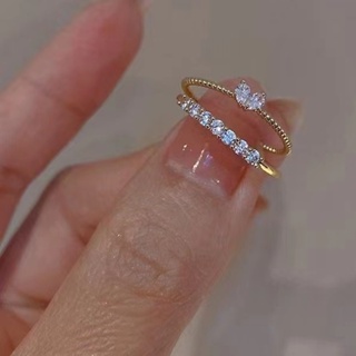 2 Pçs/Set Coreano 14 K Banhado A Ouro Da Forma Do Coração Cubic Zirconia Anéis De Diamante Acessórios De Moda Das Mulheres em Oferta na Shopee