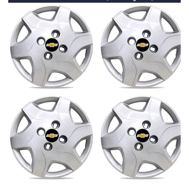Jogo calotas Celta, corsa, onix, prisma. aro 13 Chevrolet 2014 2015 2016 2017 2018 2020 com emblemas