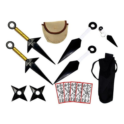 Kunai Novo Akatsuki, 2 Shurikens 2 Bolsinhas Kit Boruto