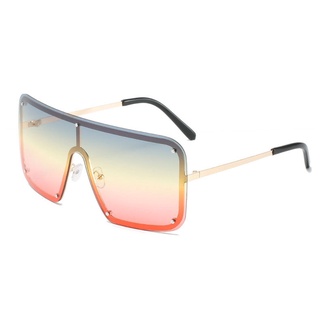 Oversized Sunglasses For Women 2021 Moda Sem Aro Do Vintage Óculos De Sol Goggle Shades Uv400 Única Marca De Luxo De Viagem Óculos De Sol