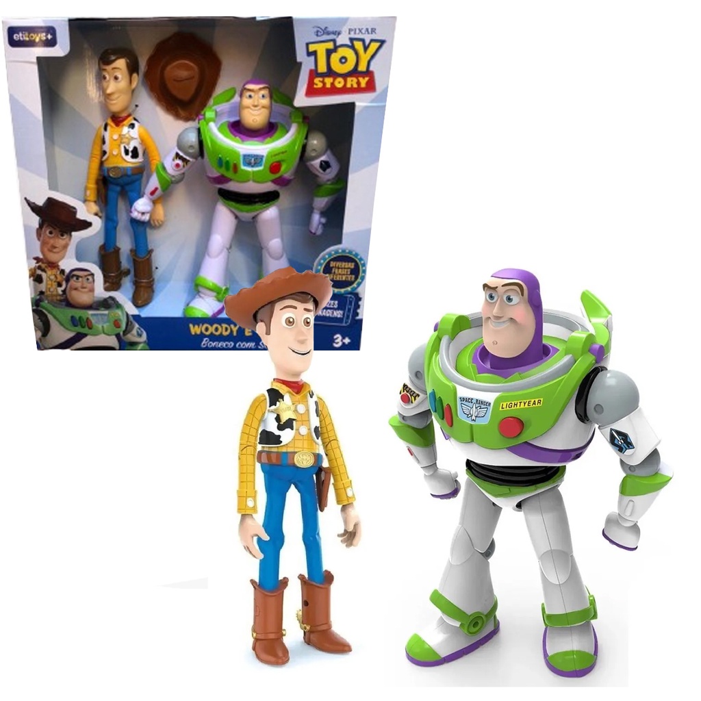 Bonecos Toy Story Originais Com Frases Boneco Buzz Lightyear Boneco Woody Com Som Voz Dos