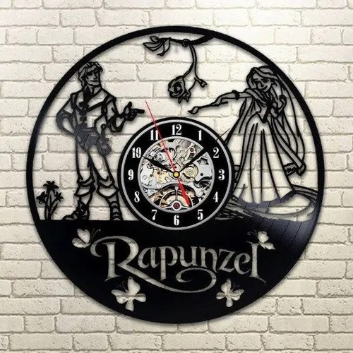 Rapunzel - Relógio Disco De Vinil Decoração