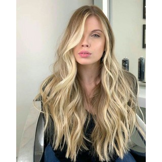 Aplique Orgânico Loiro Médio com Ombre Hair 60cm 150g